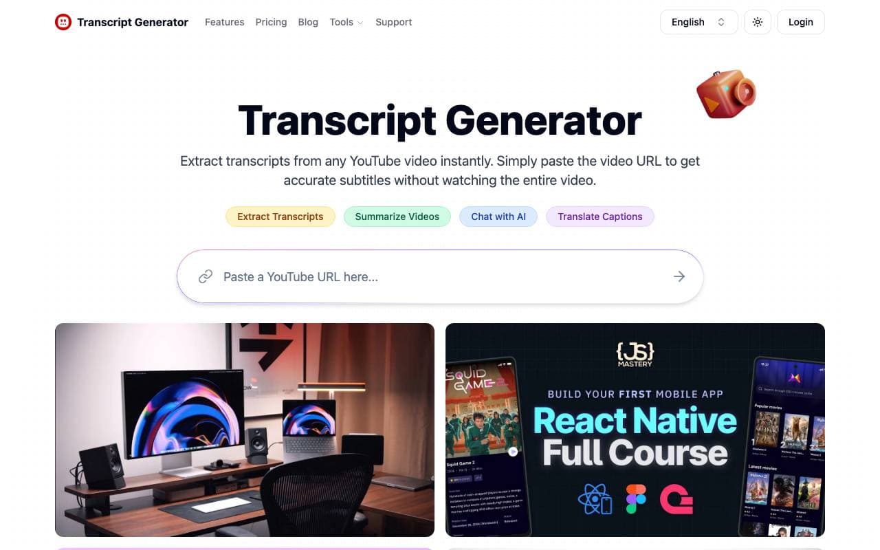 Transcript Generator interface preview