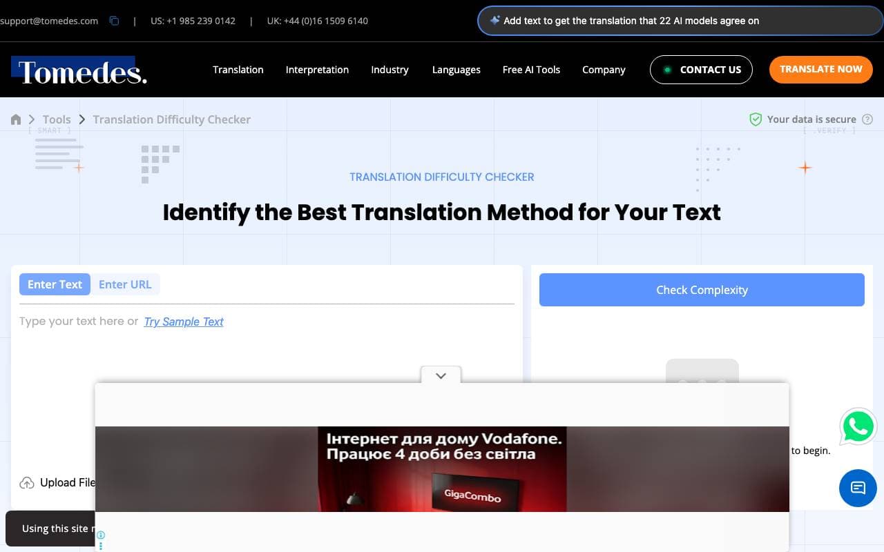 Translation Difficulty Checker interface preview