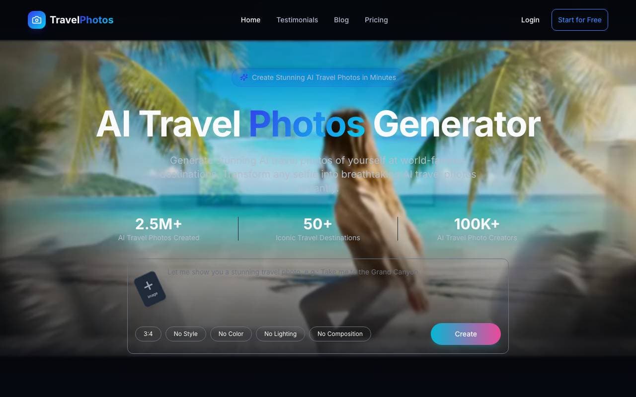 TravelPhotos AI interface preview