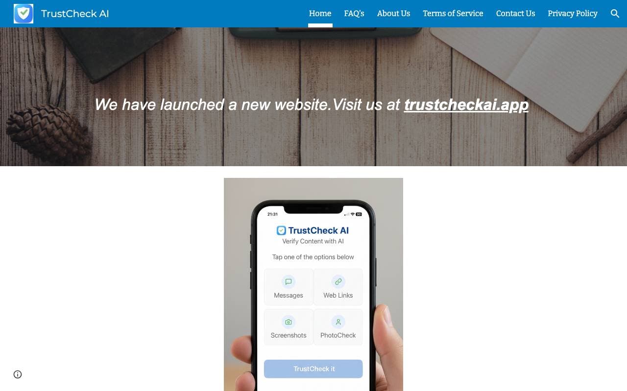 Trustcheck AI interface preview