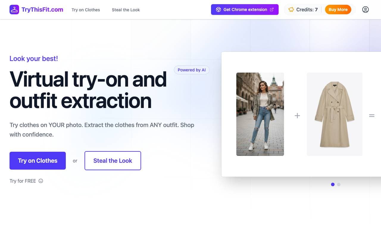 TryThisFit · The #1 AI Virtual Try-On interface preview