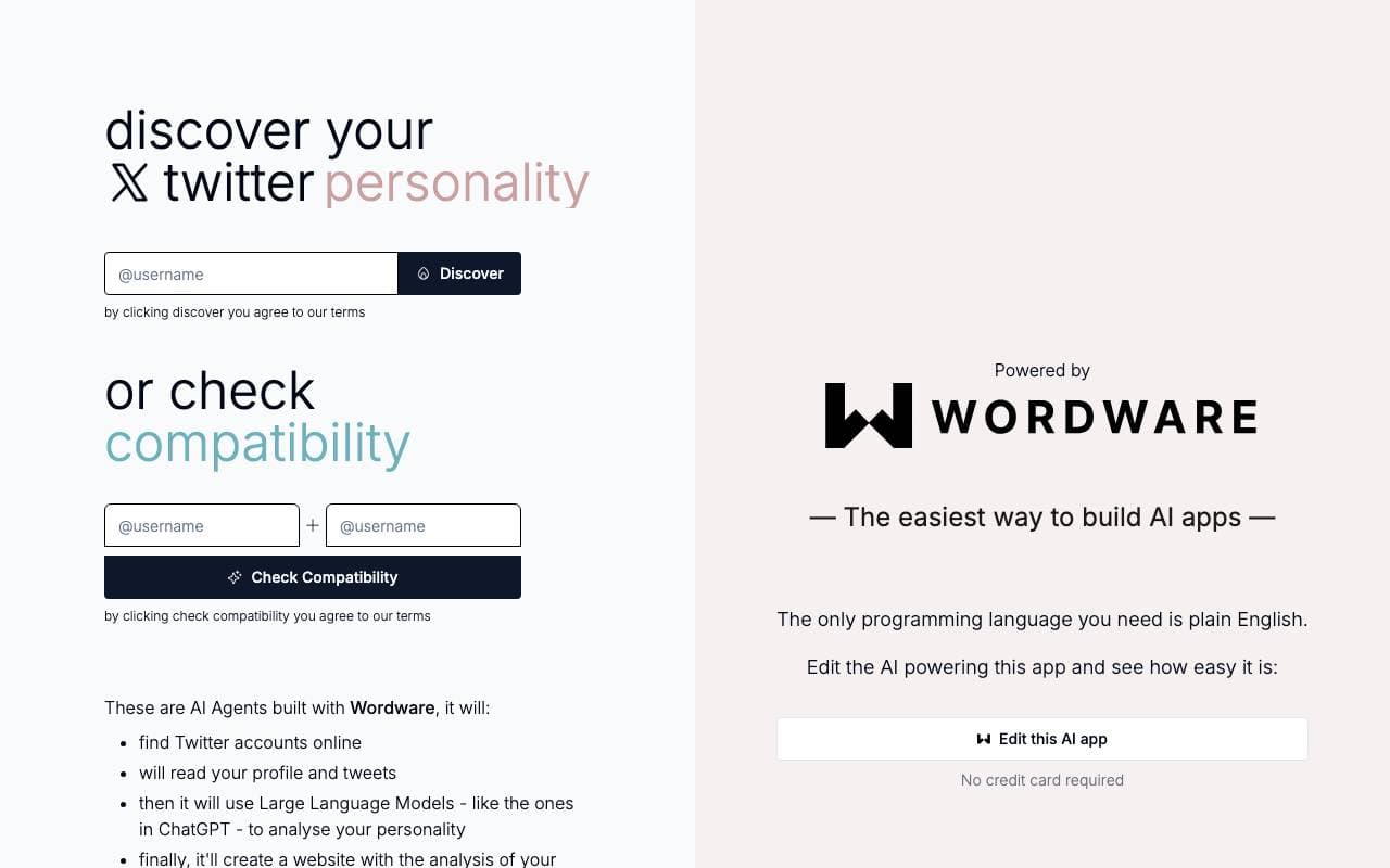 Twitter Personality Agent interface preview