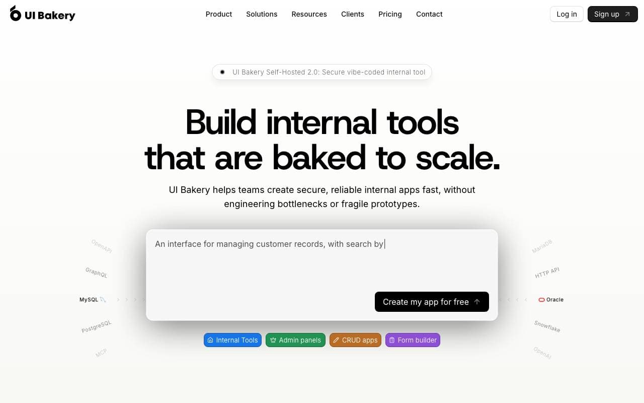 UI Bakery interface preview