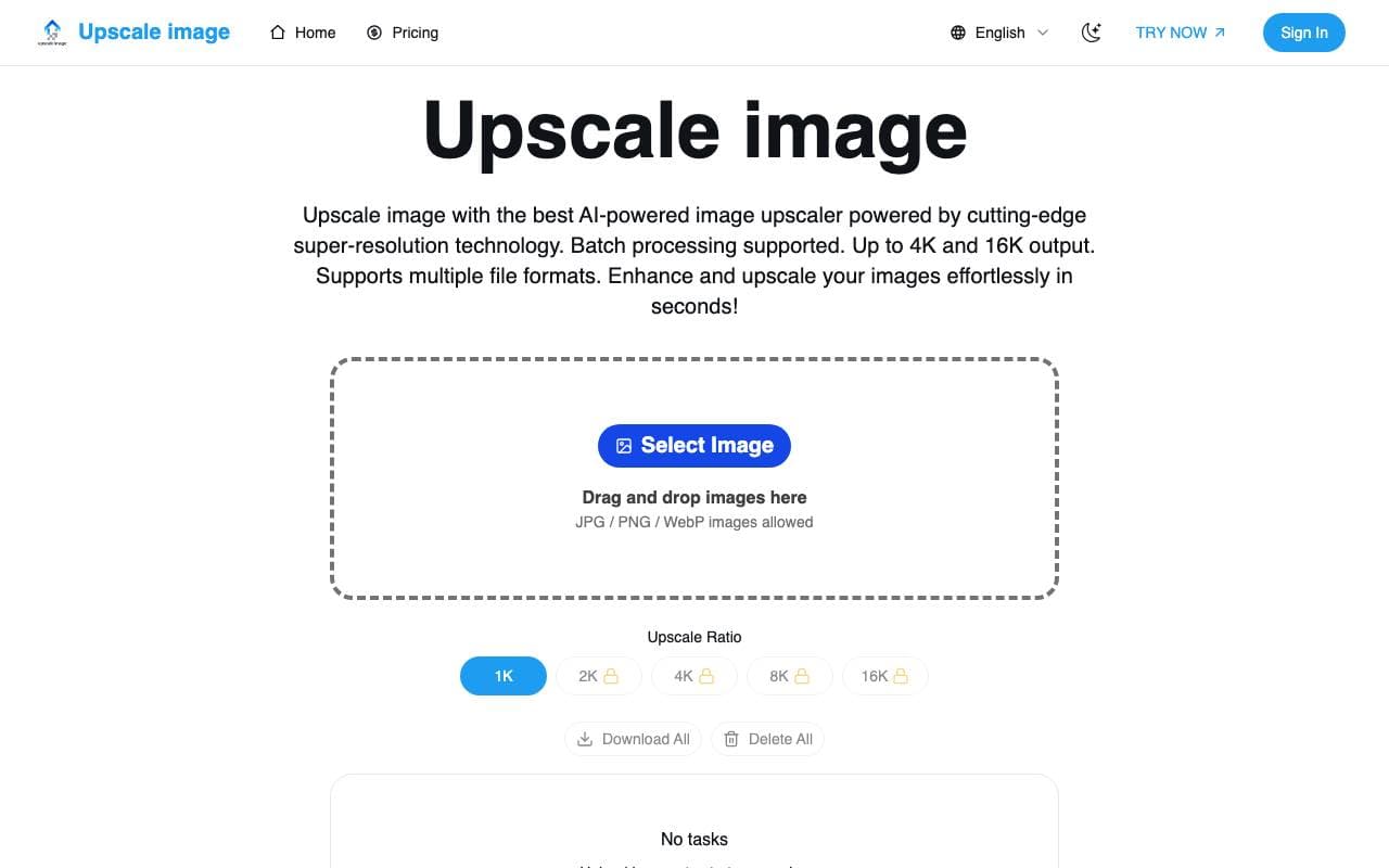 Upscale image interface preview