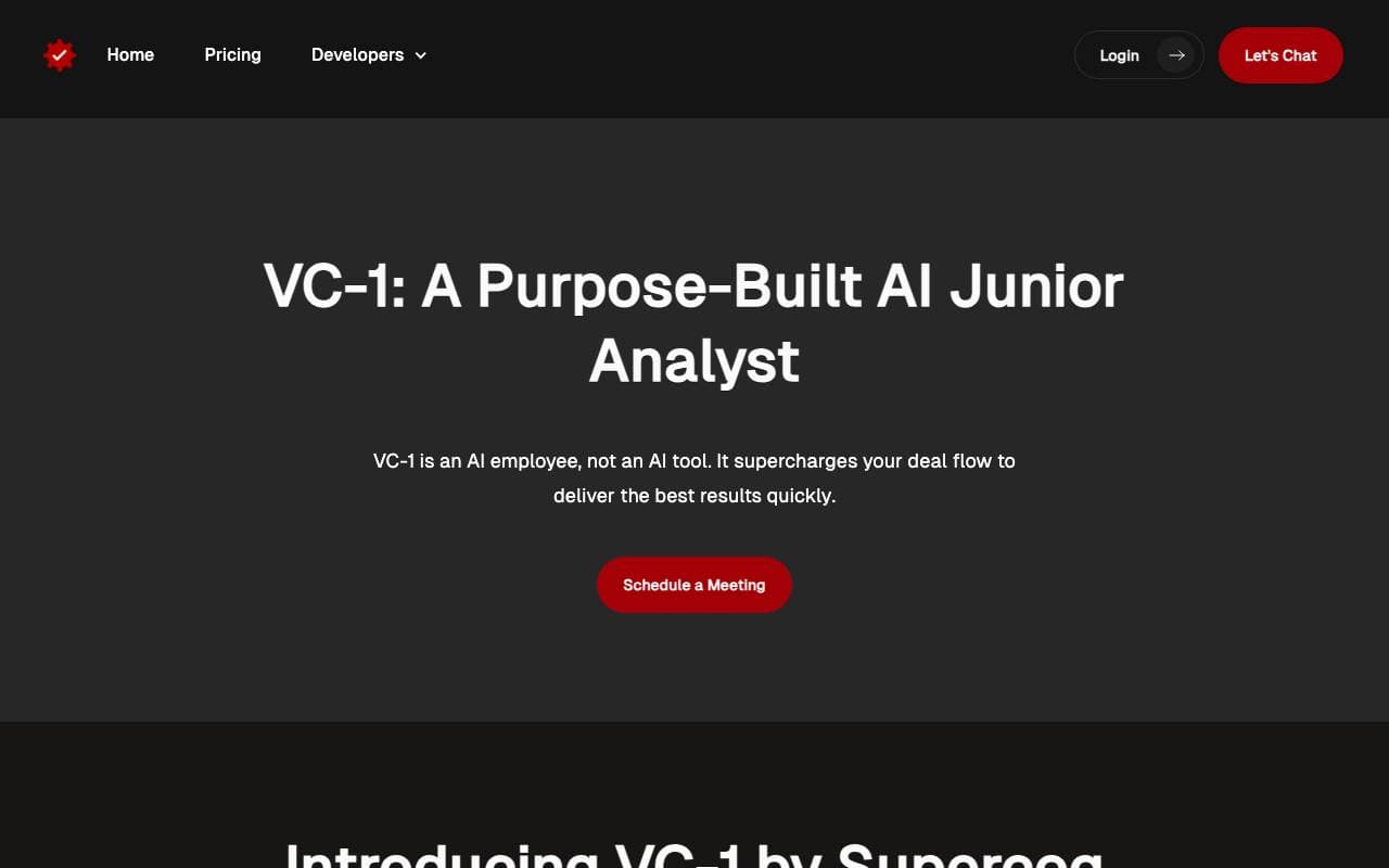 VC-1 by Supercog interface preview