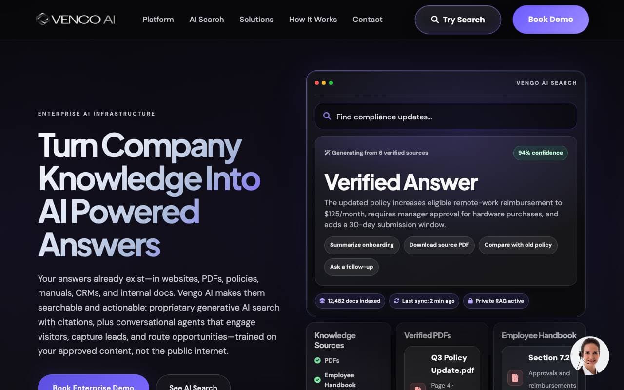 Vengo AI interface preview