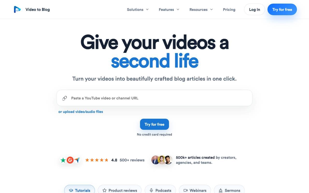 Video To Blog AI interface preview