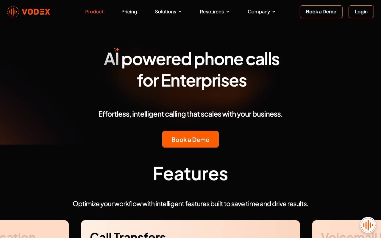 Vodex AI interface preview
