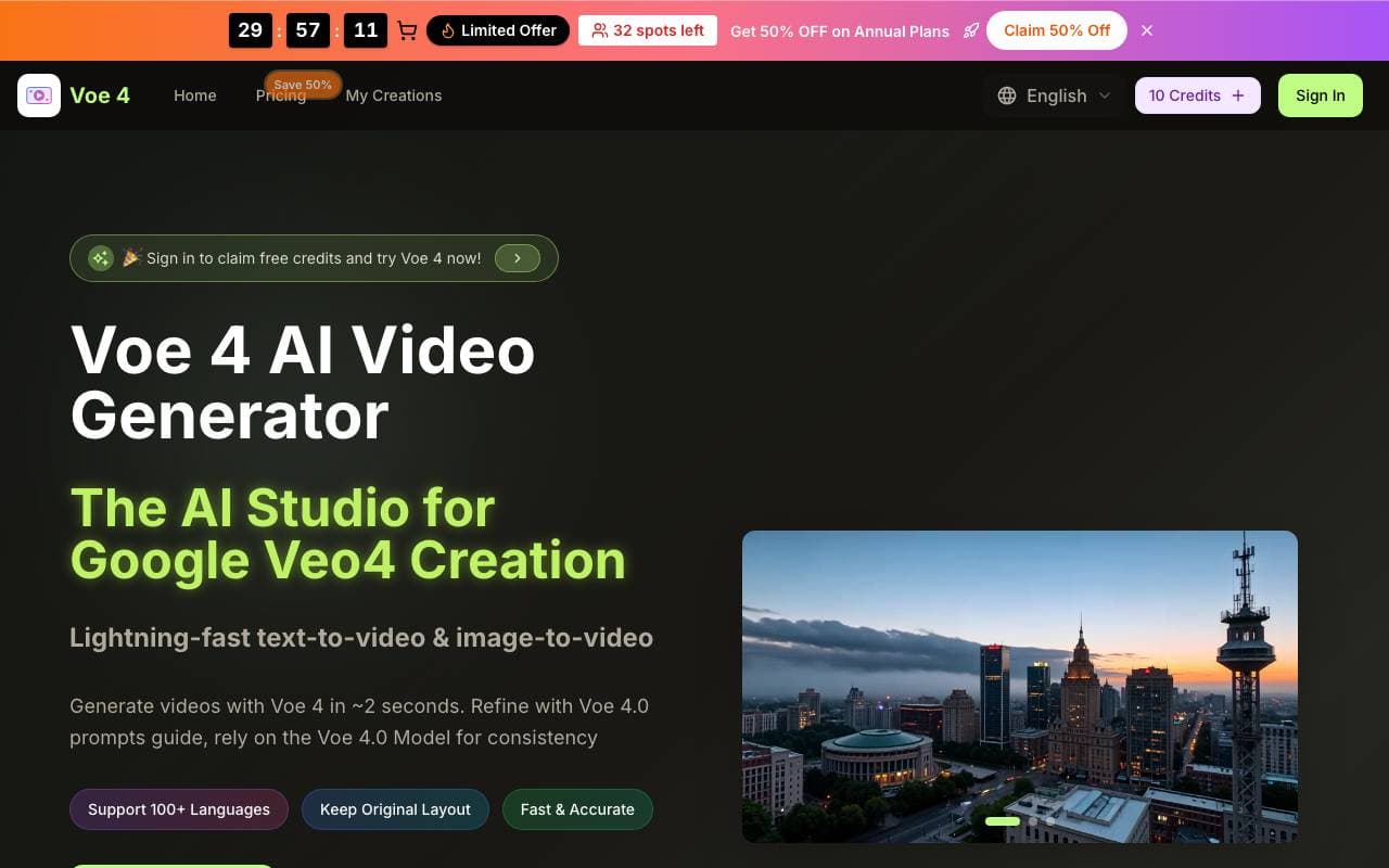 Voe4 AI Video interface preview