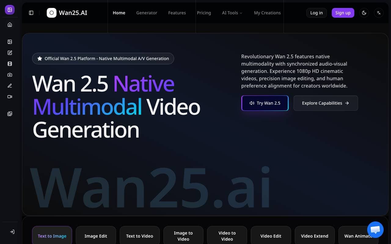 Wan 2.5 interface preview
