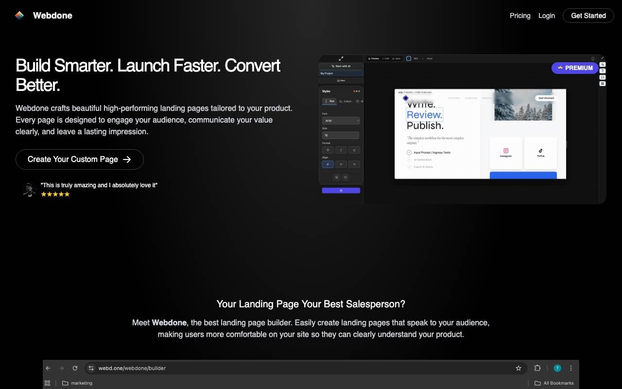 Webdone interface preview