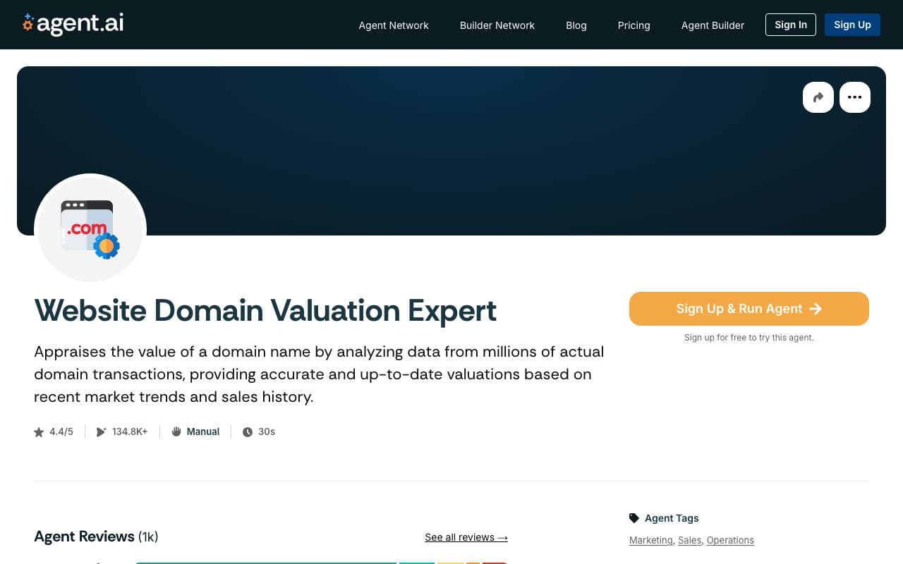 Website Domain Valuation AI interface preview