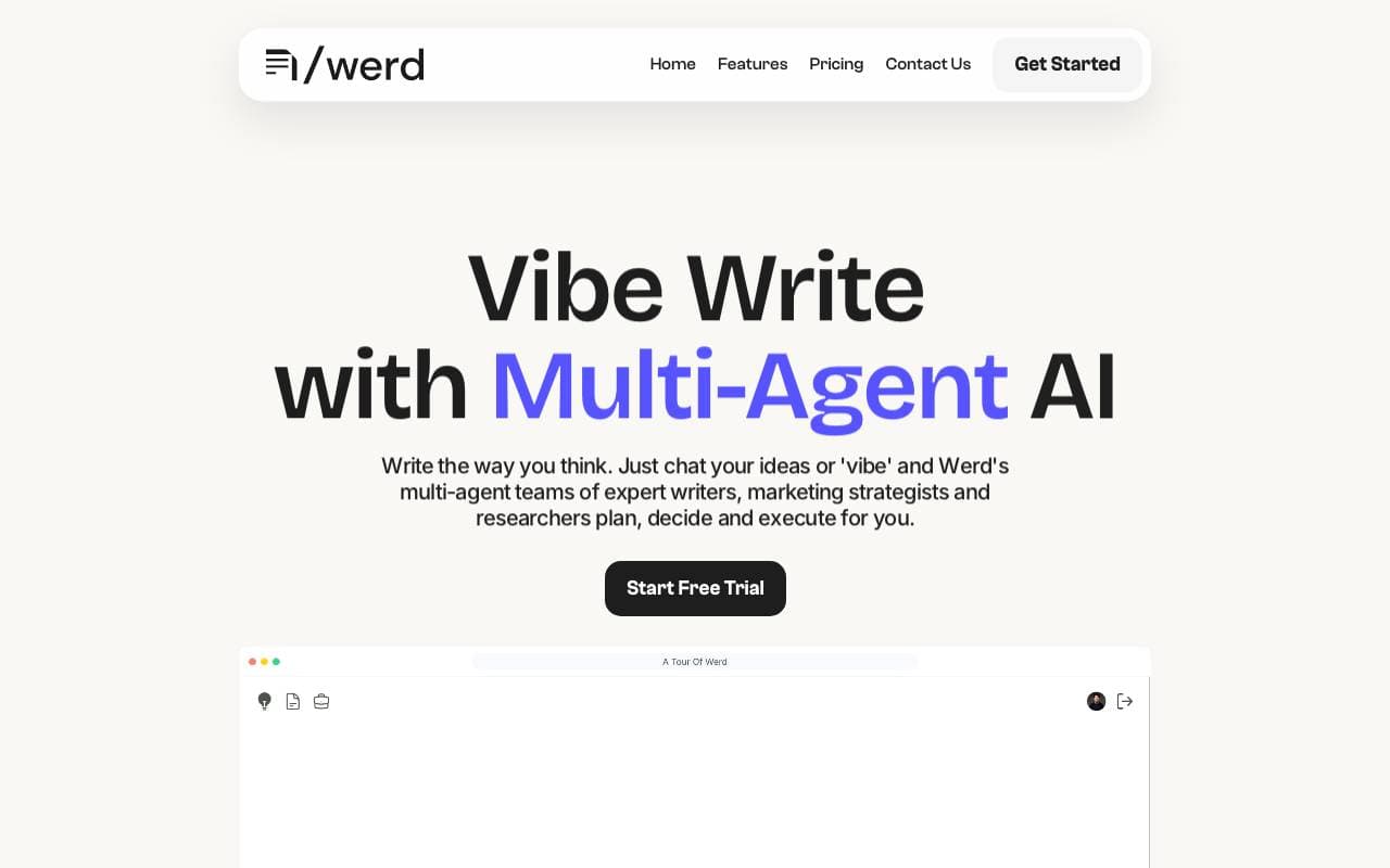 Werd AI interface preview