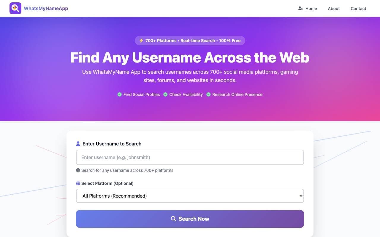 WhatsMyName App interface preview