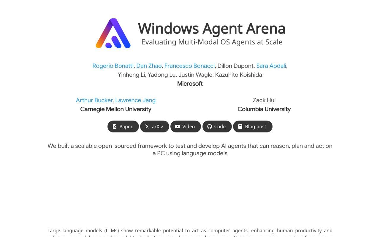 Windows Agent Arena (WAA) interface preview