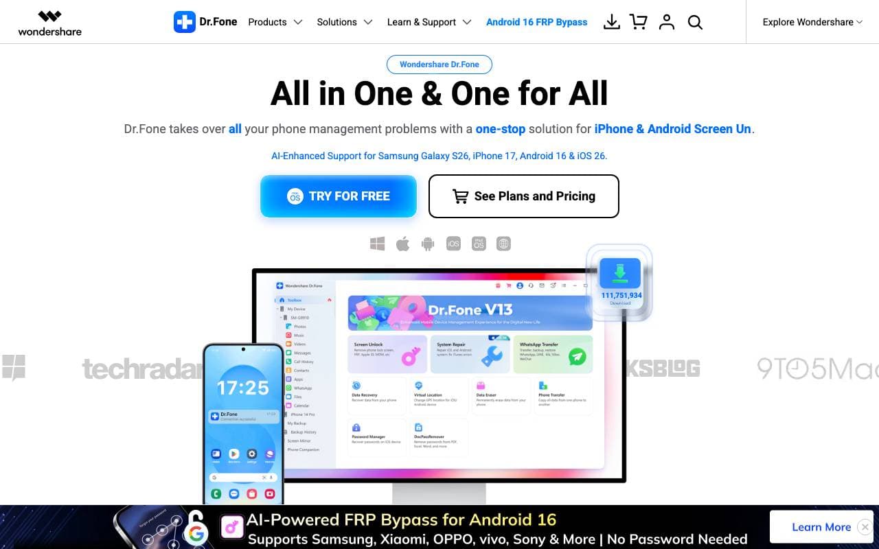 Wondershare Dr.Fone interface preview