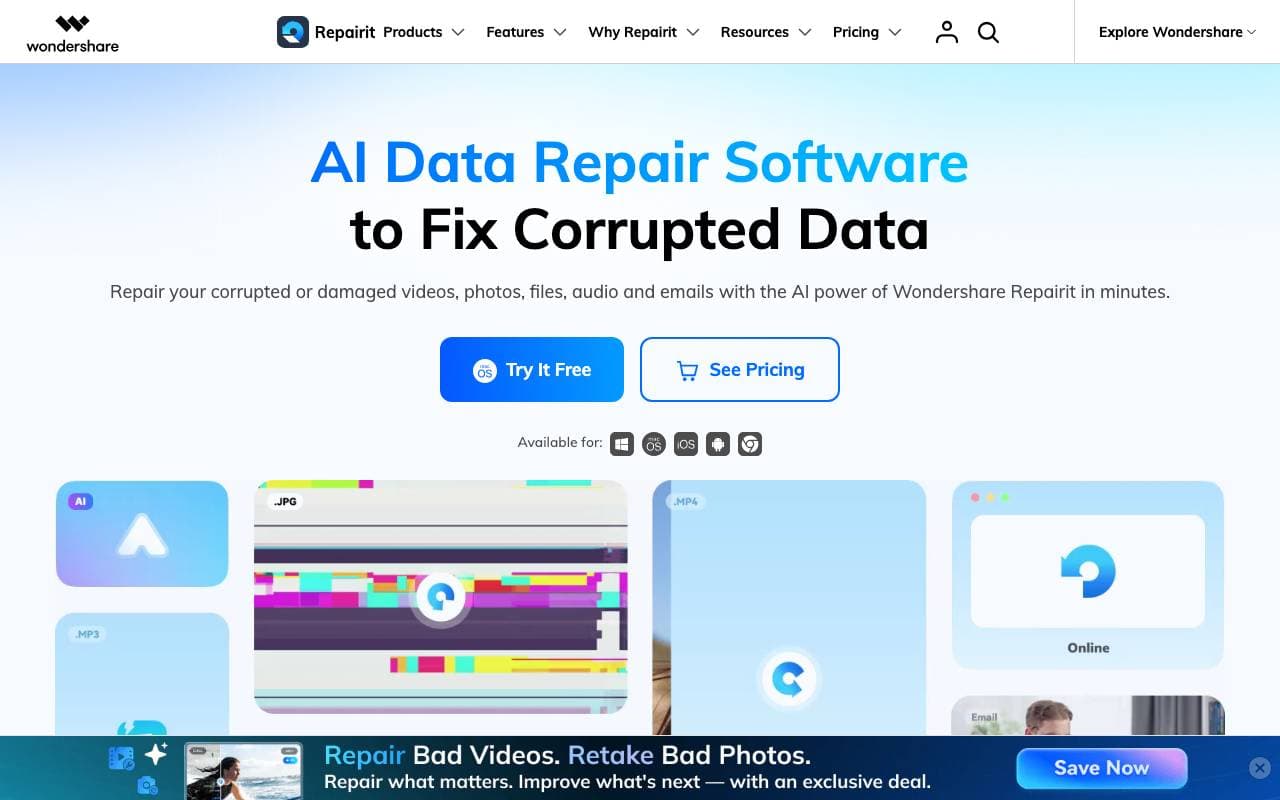 Wondershare Repairit interface preview