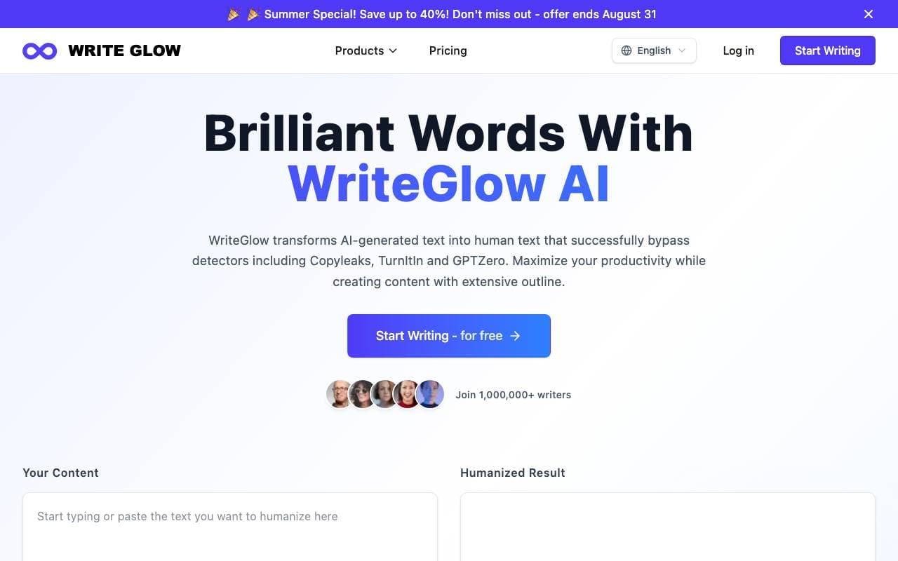 Write Glow interface preview