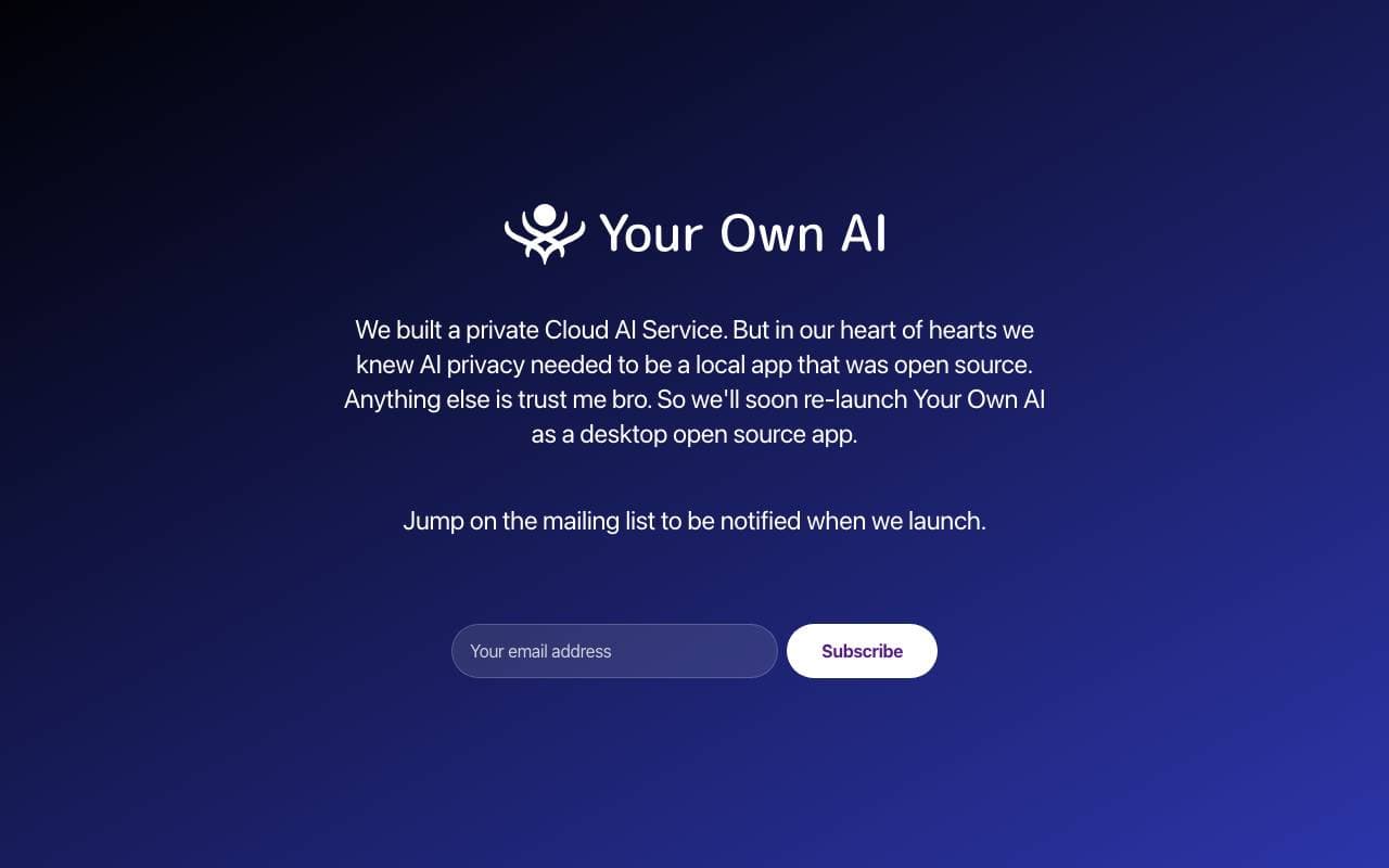 Your Own AI interface preview