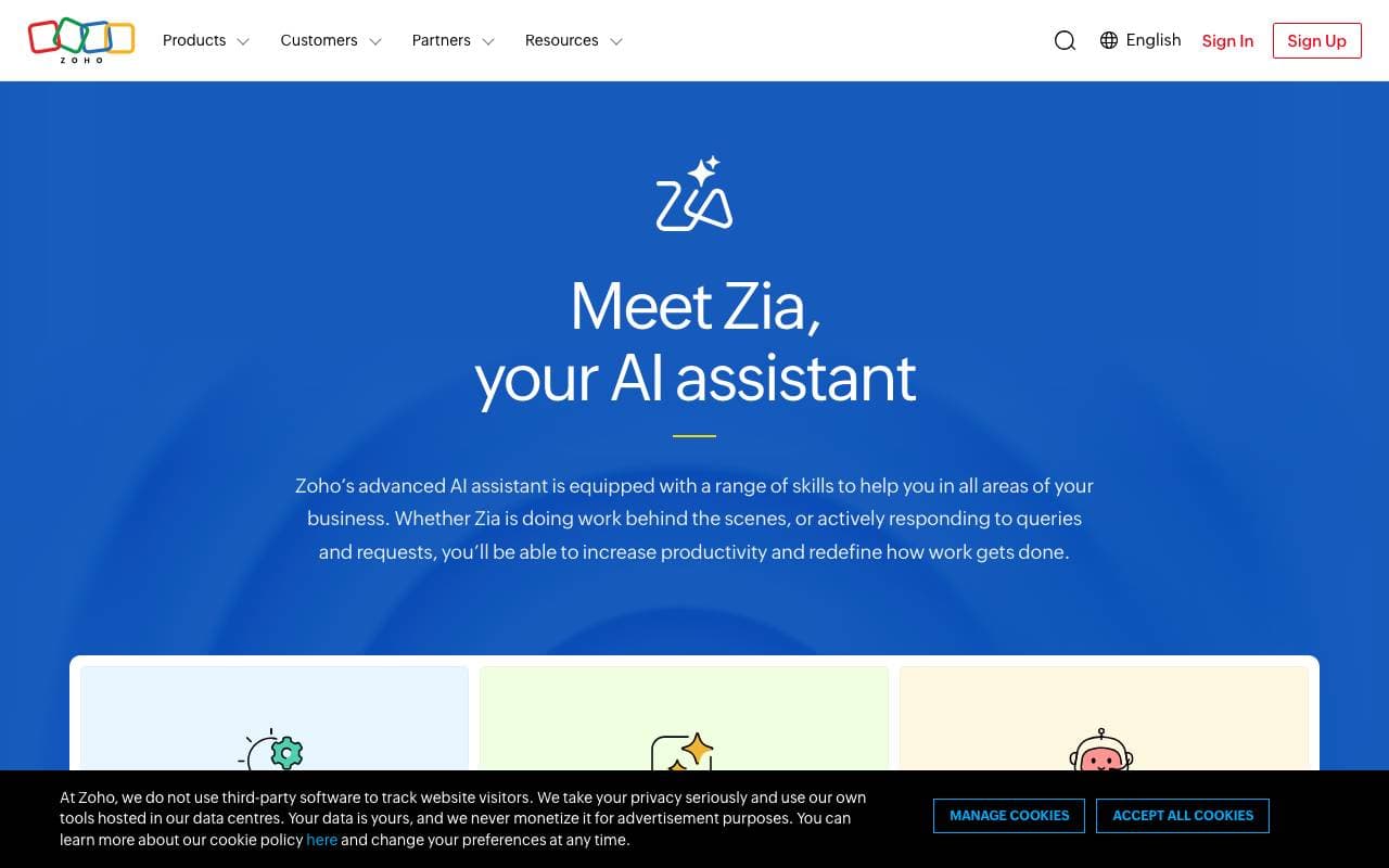 Zoho Zia interface preview
